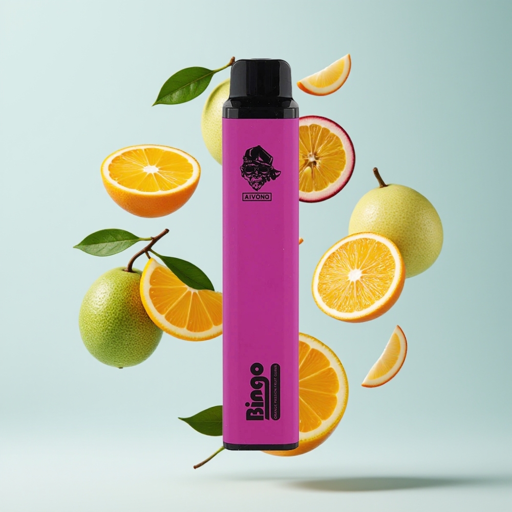 Aivono AIM BINGO 4000 Pufu Disposable Vape Oranžu Pasiflas Guava 10 mL