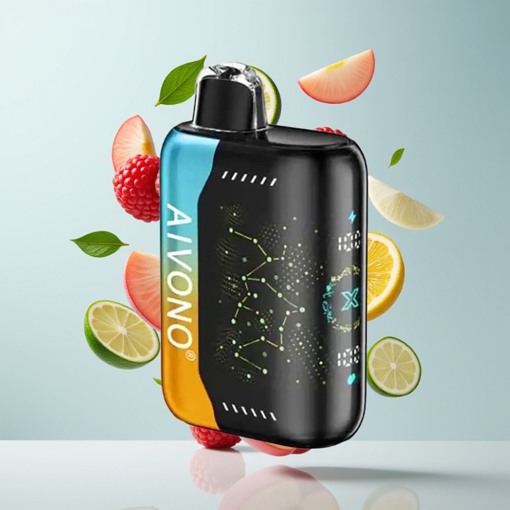 Aivono AIM BOOM 25000 Pūtas Disposable Vape Aveņu Persiku Laima 0%-5% Nikotīns 28ml