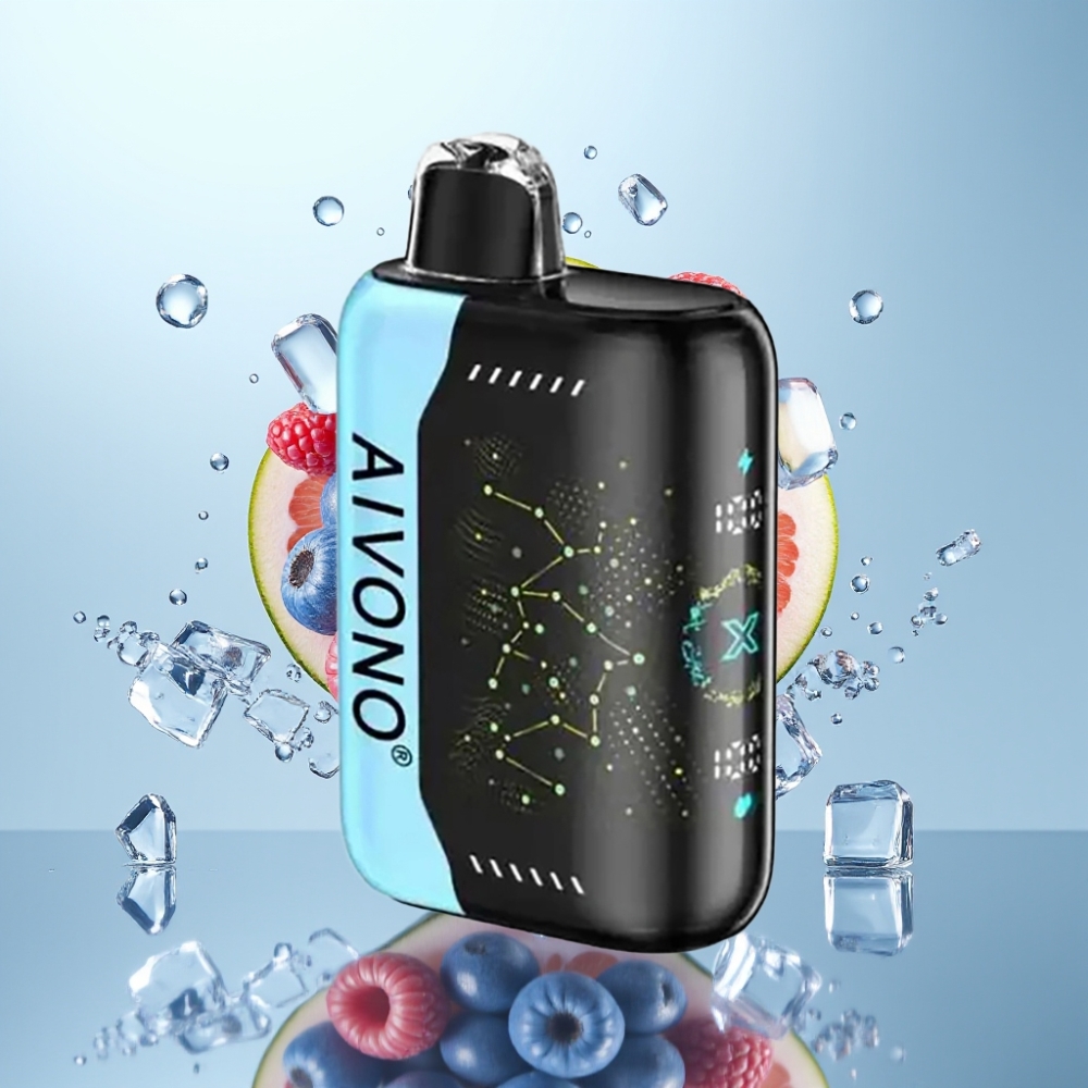 Aivono AIM BOOM 25000 Puffs 0-5% Nikotīns 28ml Zilā Aveņu Ledus