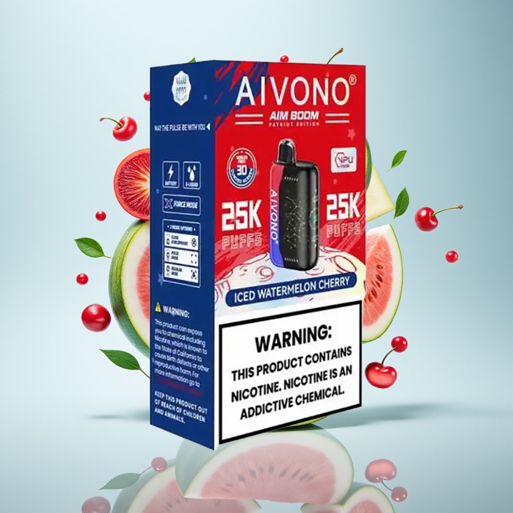 Aivono AIM BOOM 25000 Puffs Disposable Vinis Ledus Arbūzs Ķirsis 0%/2%/3%/5% Nikotīns 28ml 650mAh