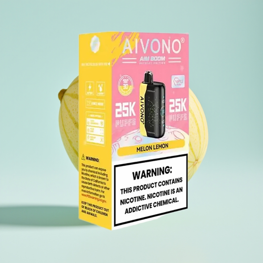 Aivono AIM BOOM 25000 Puffu Disposable Vape Melon Lemon 0%-5% Nikotīns 28ml 650mAh