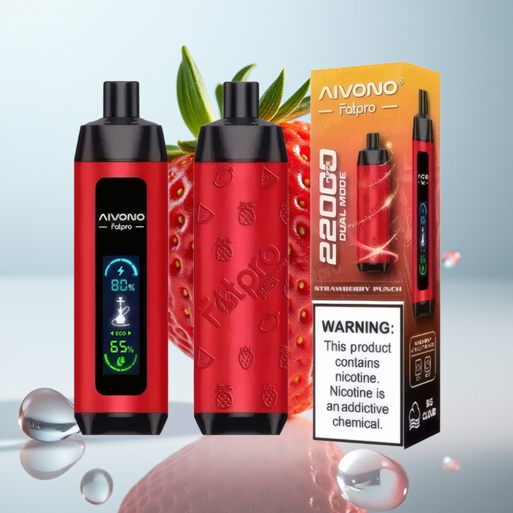 Aivono AIM FATPRO 22000 Puffs 28ml Zemeņu Punsks 0%/2%/3%/5% Nikotīns