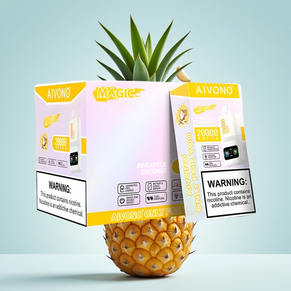 Aivono AIM MAGIC 20000 Puffs Disposable Vape Ananāsu kokosrieksts, 26ml, 5% Nikotīns, Type-C