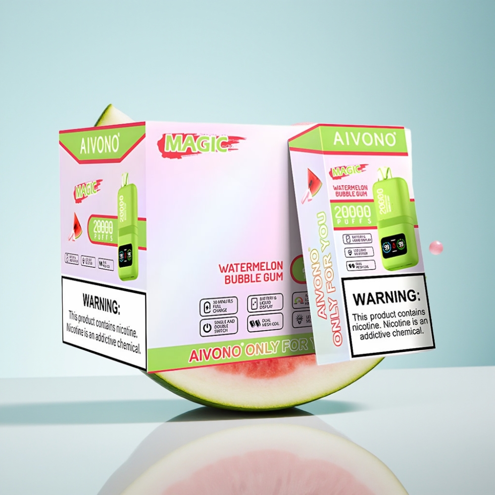 Aivono AIM MAGIC 20 000 Puffs Disposable Vape Arbūzu Bubblegum, 26ml, 5% Nikotīna, Type-C