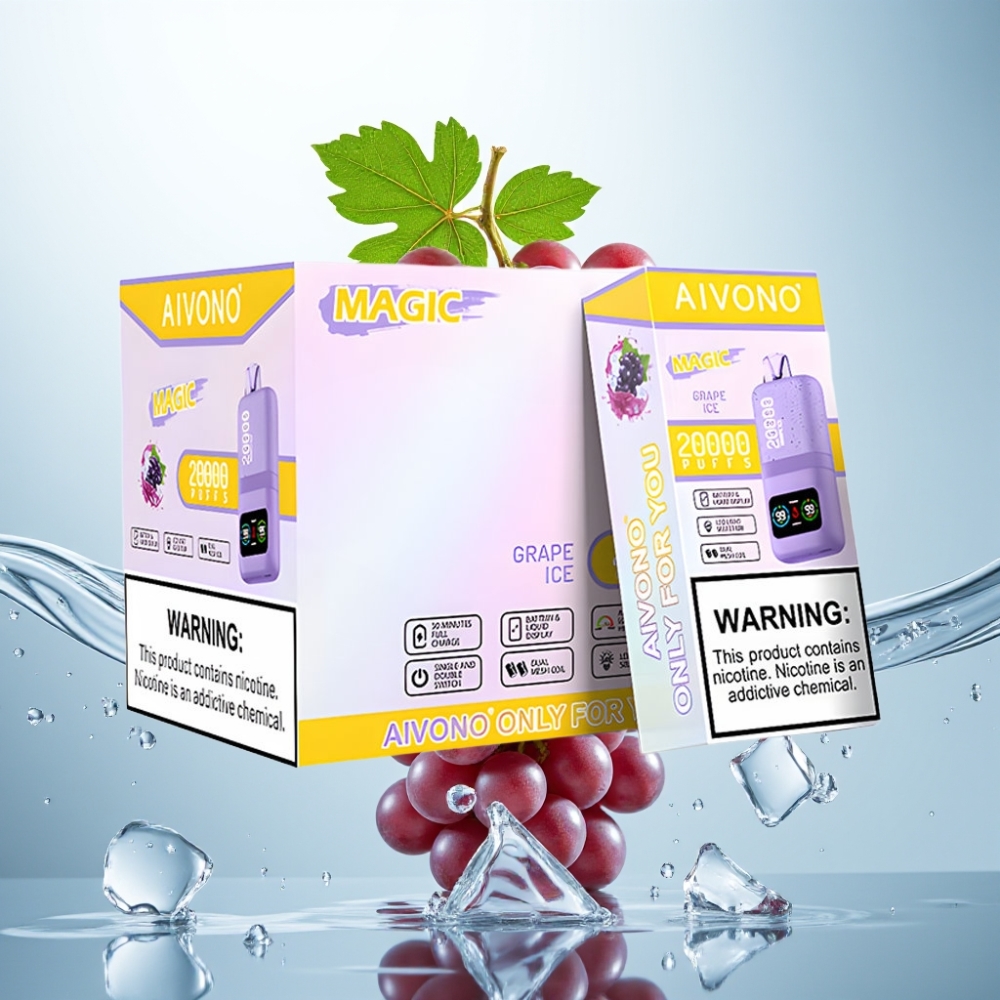 Aivono AIM MAGIC 20 000 Puffu Disposable Vape Grape Ice: 26ml, Type-C, LCD, Dual Coils