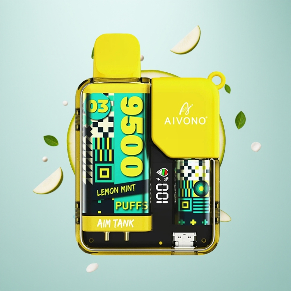 Aivono AIM-TANK 9500 Puffs 18ml LCD Citrons Mētra 0-5% Nikotīns