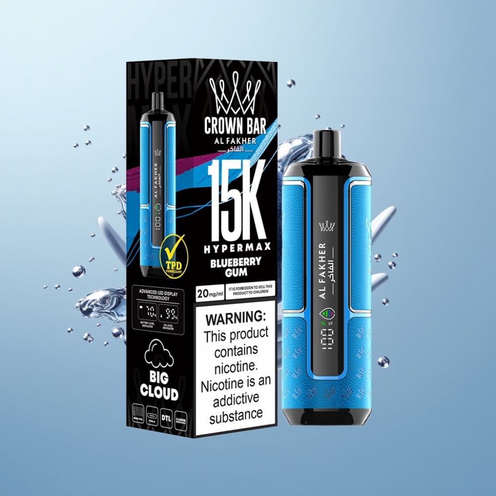 Al Fakher Crown Bar 15K Hypermax 22ml/600mAh/15k izm. vape ar Blueberry Gum