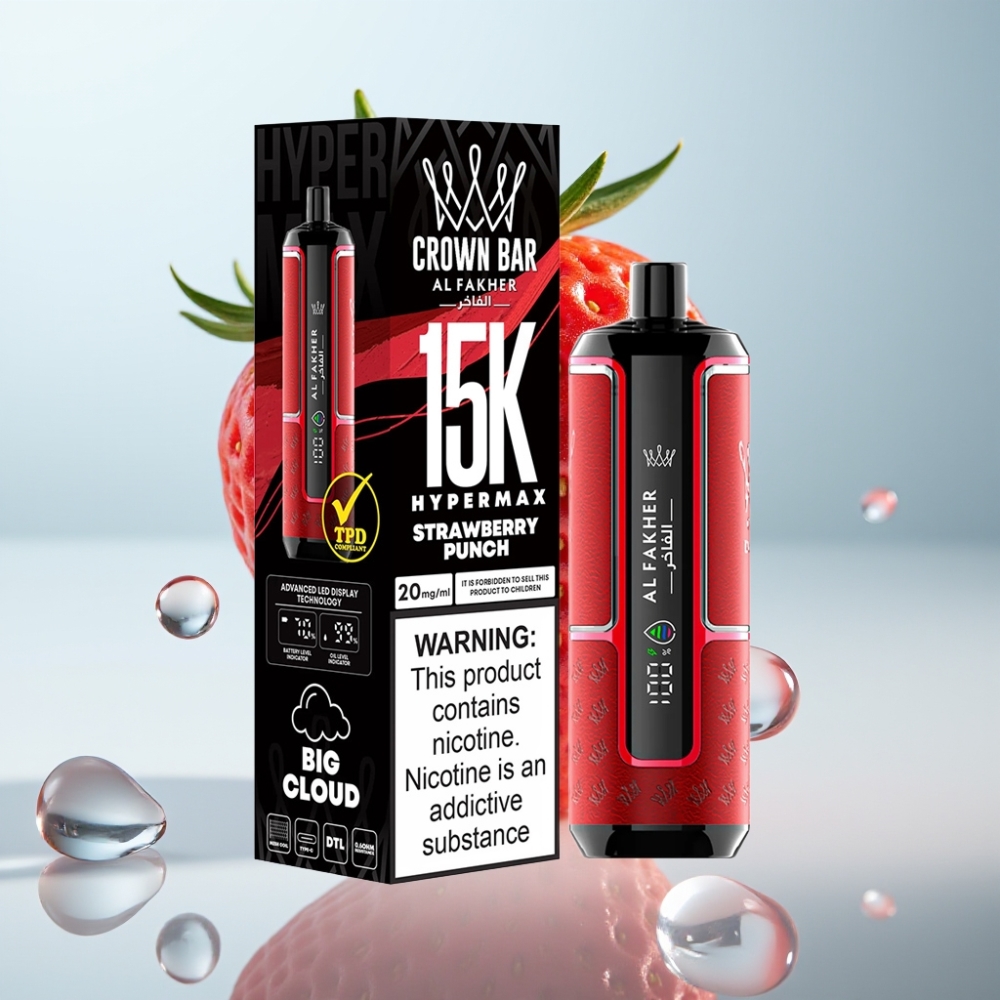 Al Fakher Crown Bar 15K Hypermax 22ml 6mg Zemeņu Punšs