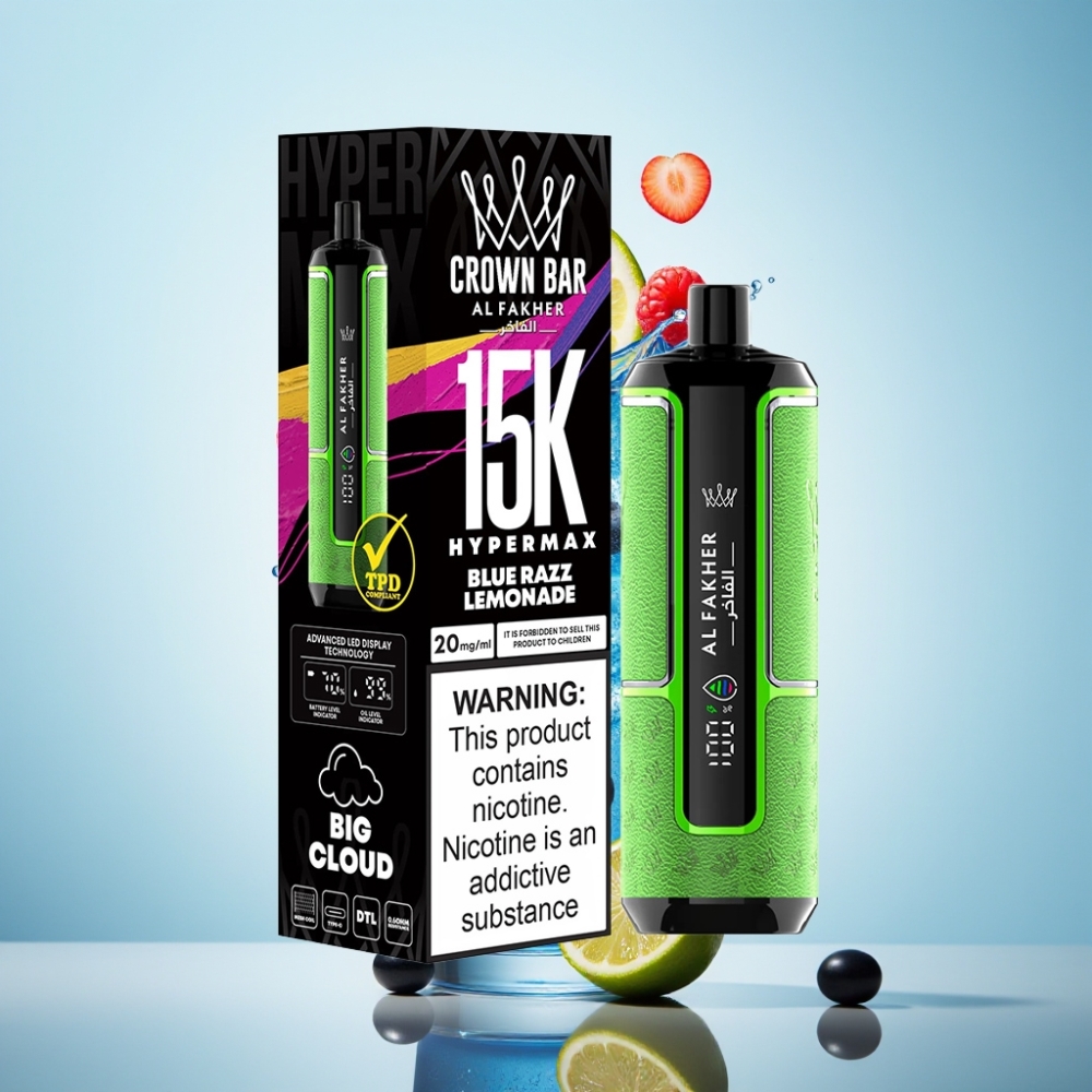 Al Fakher Crown Bar 15K Hypermax 22ml 6mg Zilā Aveņu Limonāde