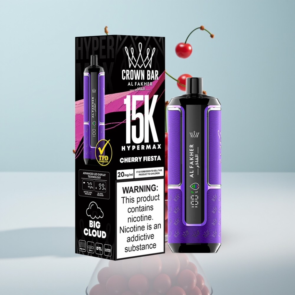 Al Fakher Crown Bar 15K Hypermax Disposable 22ml 6mg Kiršu Fiesta