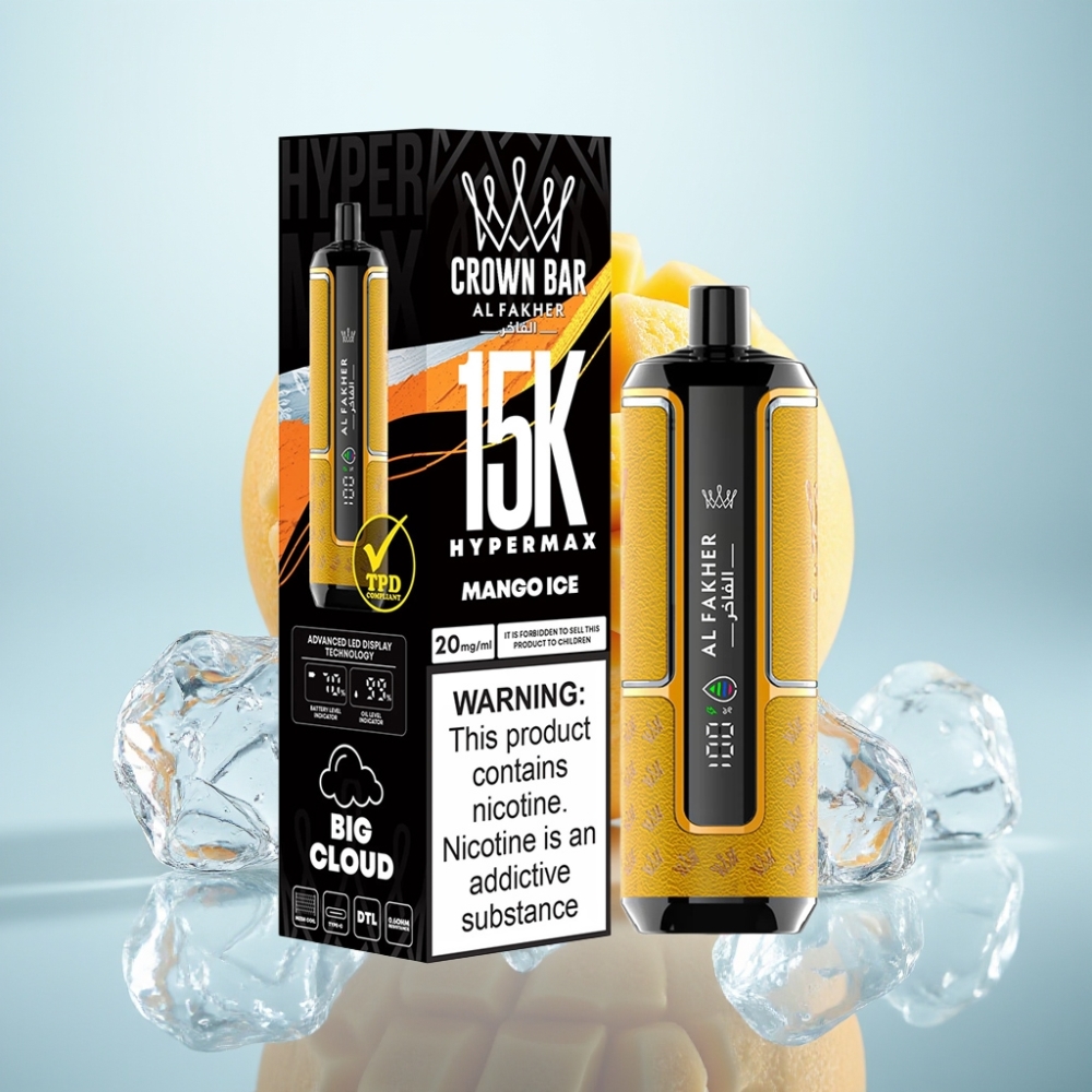 Al Fakher Crown Bar 15K Hypermax Disposable Mango Ice 6mg 22ml 15K puffs