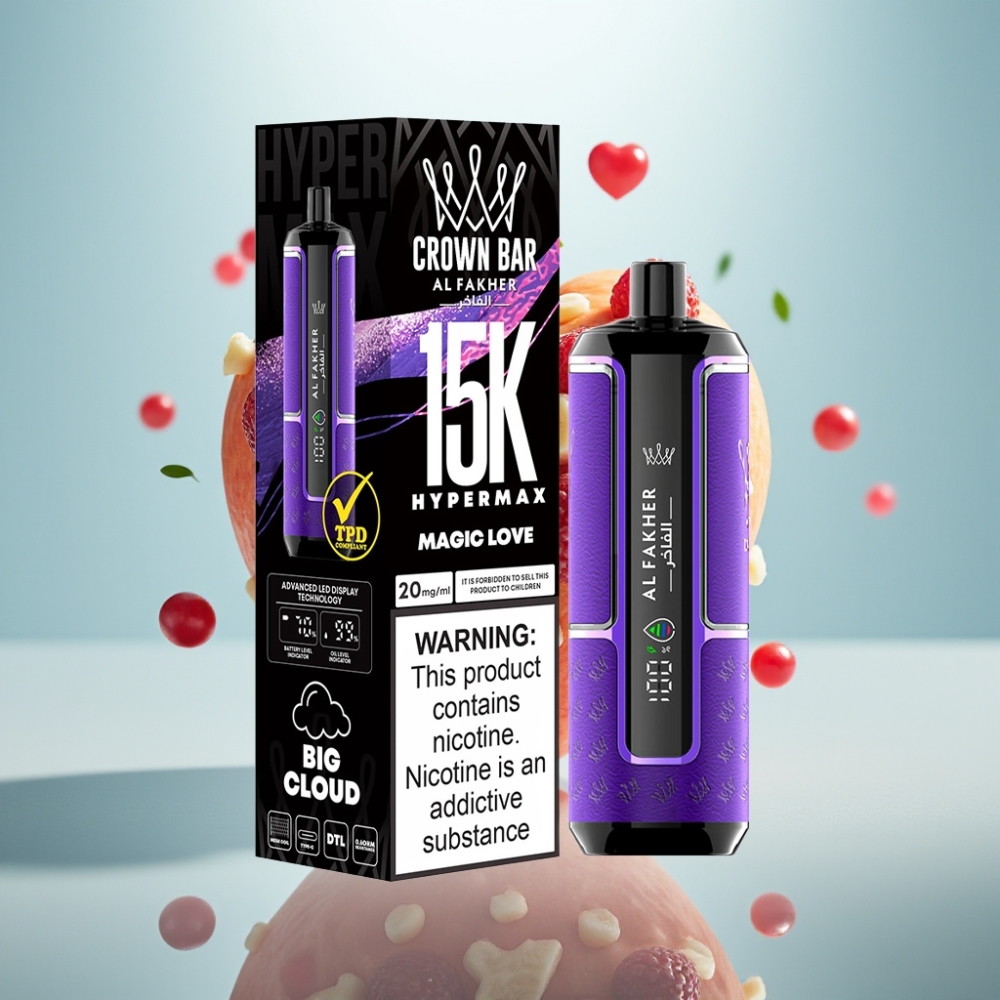 Al Fakher Crown Bar 15K Hypermax Disposable Vape Magic Love 22ml 15K puffs 6mg