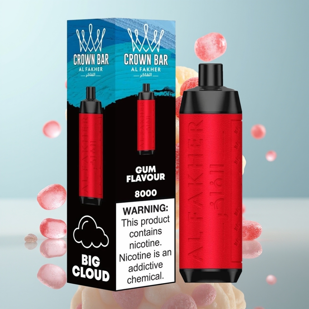 Al Fakher Crown Bar 8000 Crystal Disposable Vape (18ml, 5mg Nikotīns, 8000 Puffi, Gum Garša)