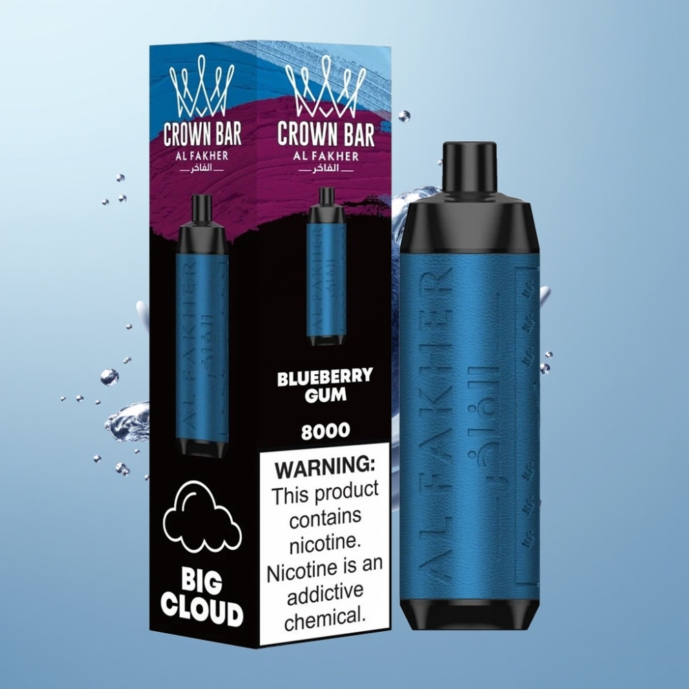 Al Fakher Crown Bar 8000 Crystal Disposable Vape (18ml, 8000 Puffi, 5mg Nikotīns, 0.6 ohm, Zemenju Gumija)