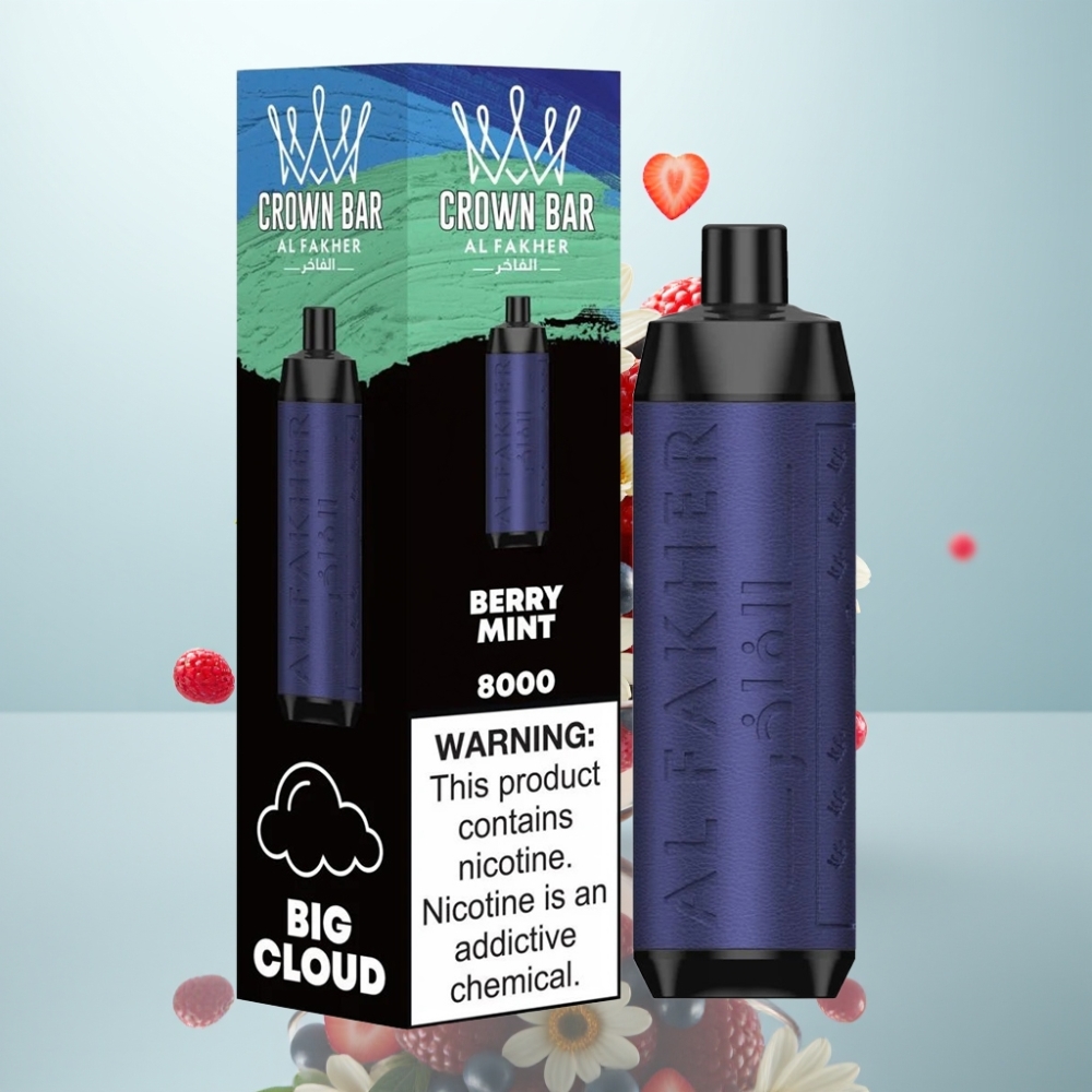 Al Fakher Crown Bar 8000 Crystal Disposable Vape Berry Mint, 18ml, 5mg, 8000 Puffs