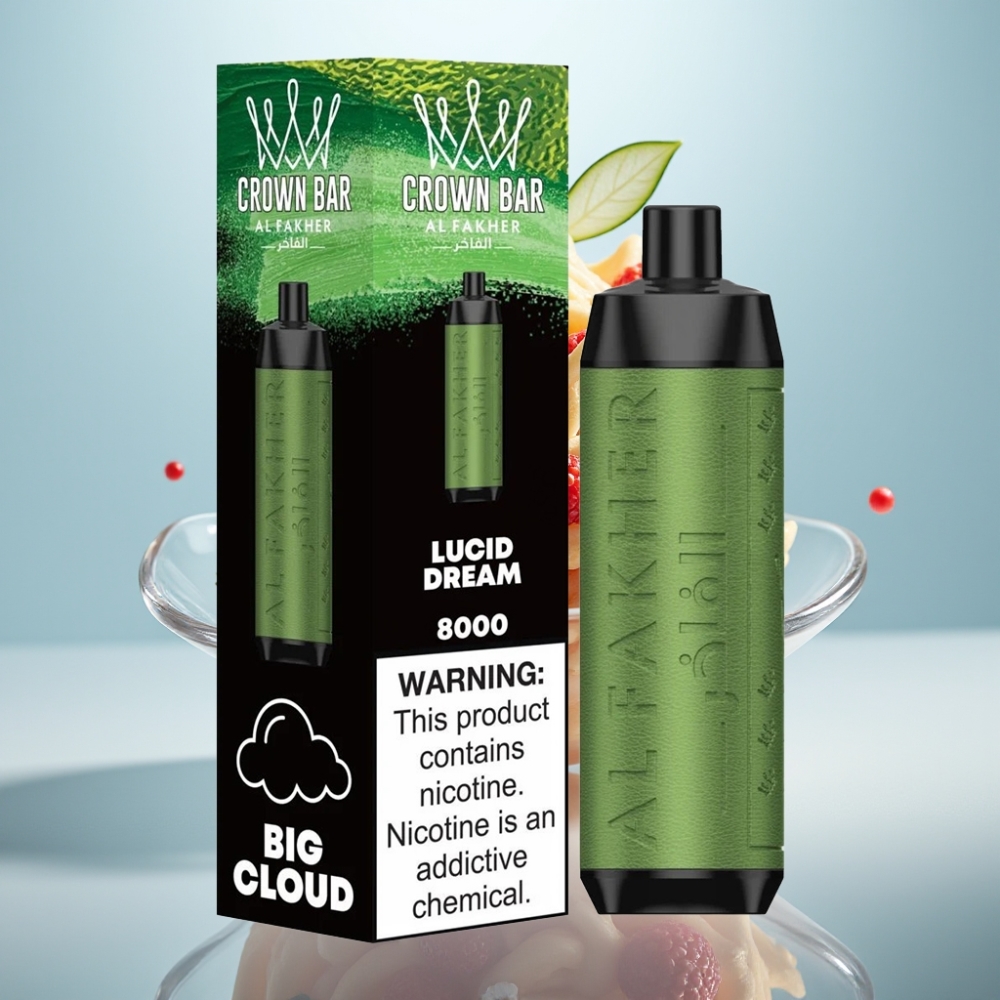 Al Fakher Crown Bar 8000 Crystal Disposable Vape Lucid Dream, 8000 Puffi, 5mg Nikotīna, 18ml eŠķidrums