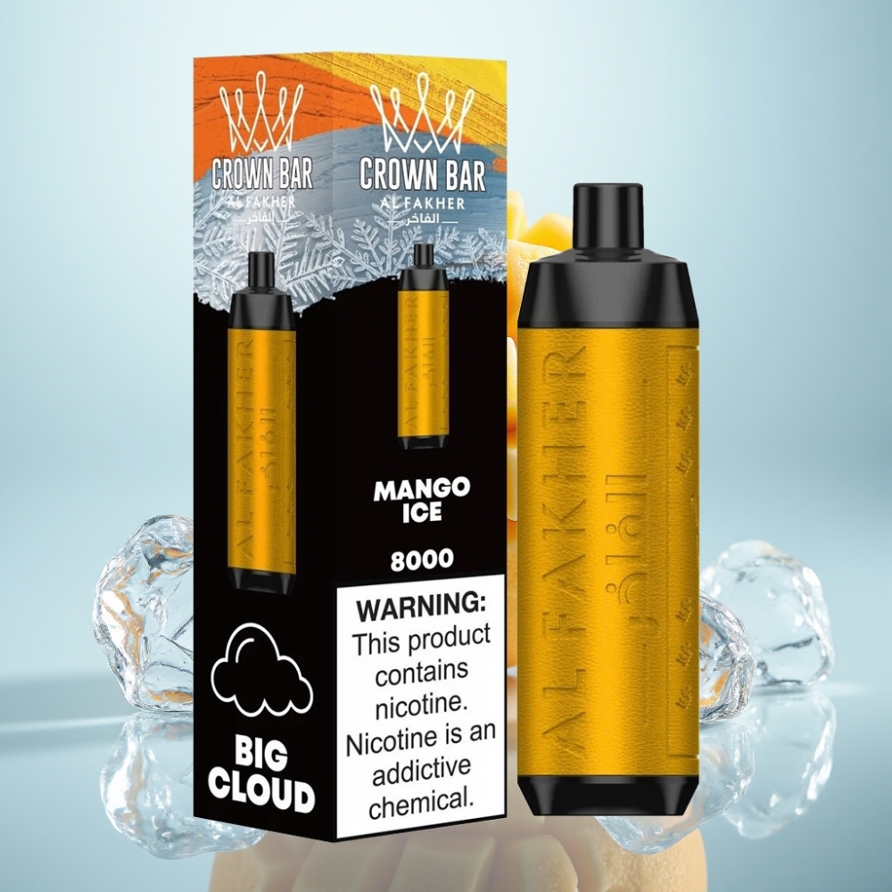 Al Fakher Crown Bar 8000 Crystal Disposable Vape (Mango Ledus, 8000 puffs, 5mg nikotīna, 18ml)