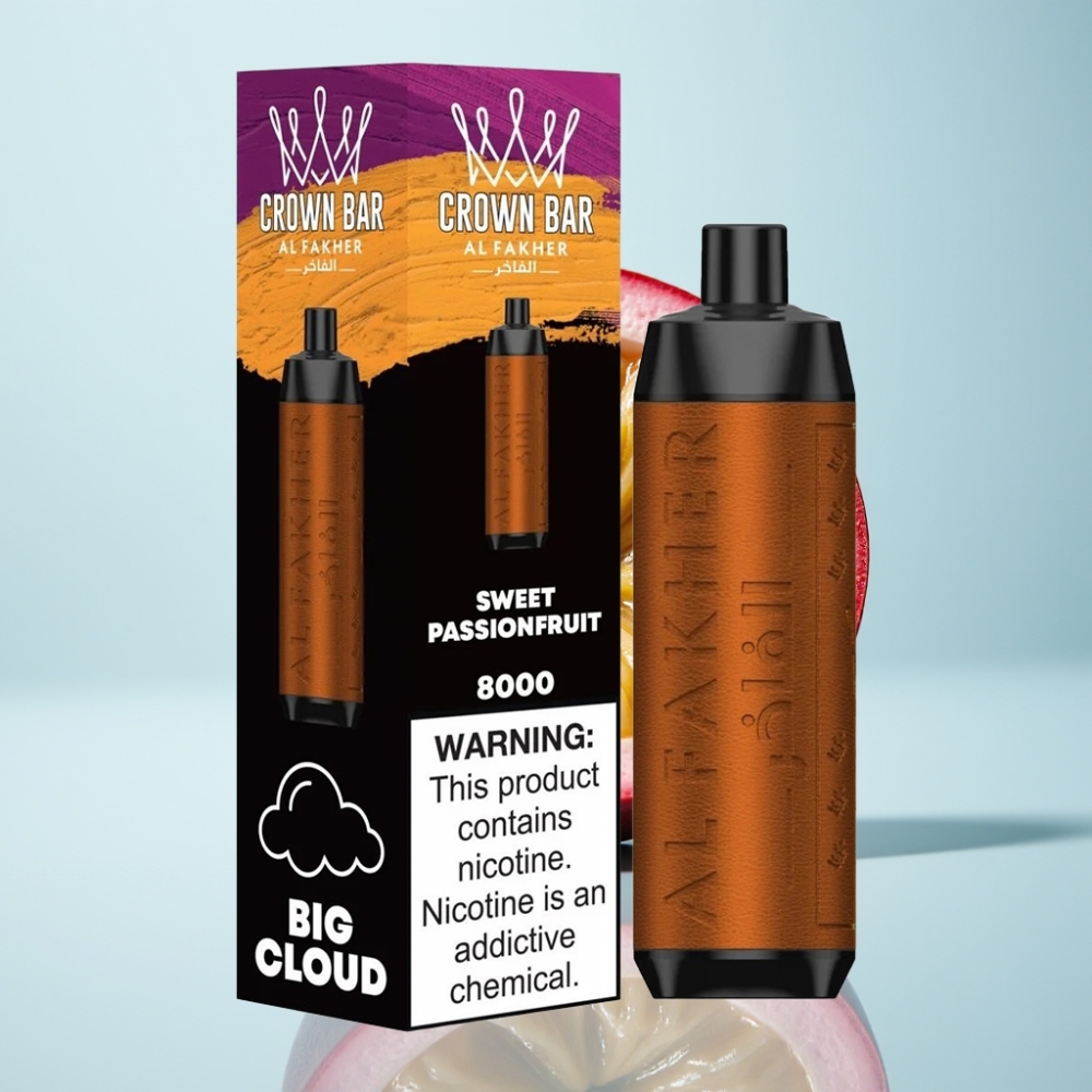 Al Fakher Crown Bar 8000 Crystal Disposable Vape – Sweet Passionfruit, 5mg, 8000 Puffs