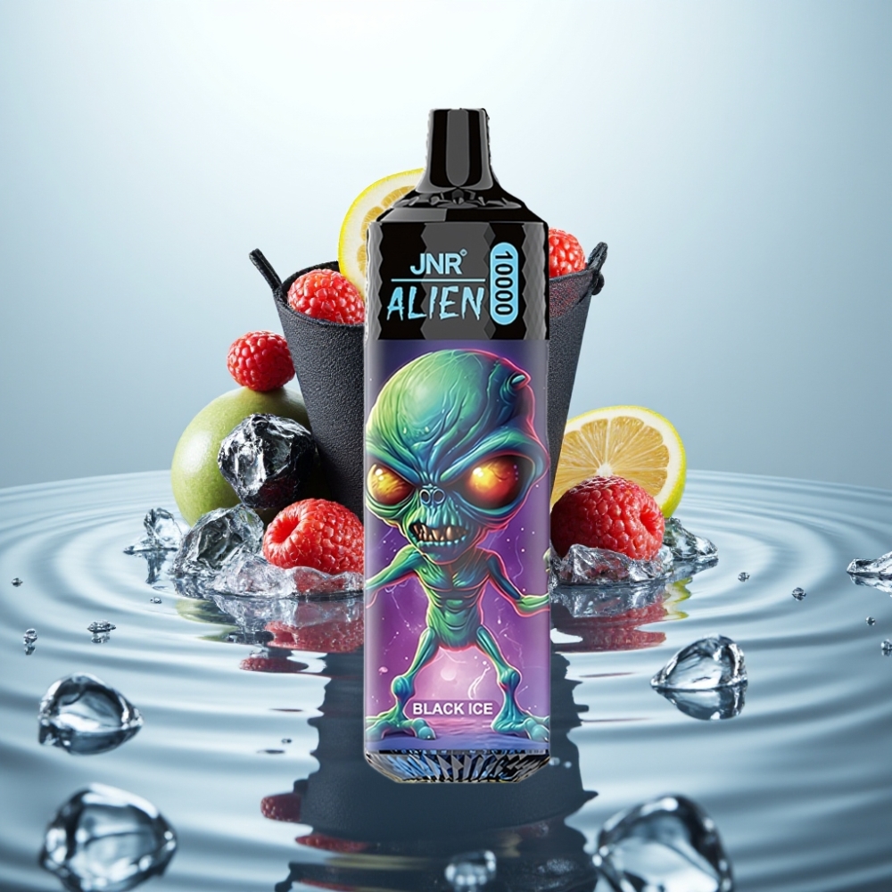 JNR Alien 10000 Puffs Disposable Vape Melnā ledus, 850mAh, 20ml, Type-C