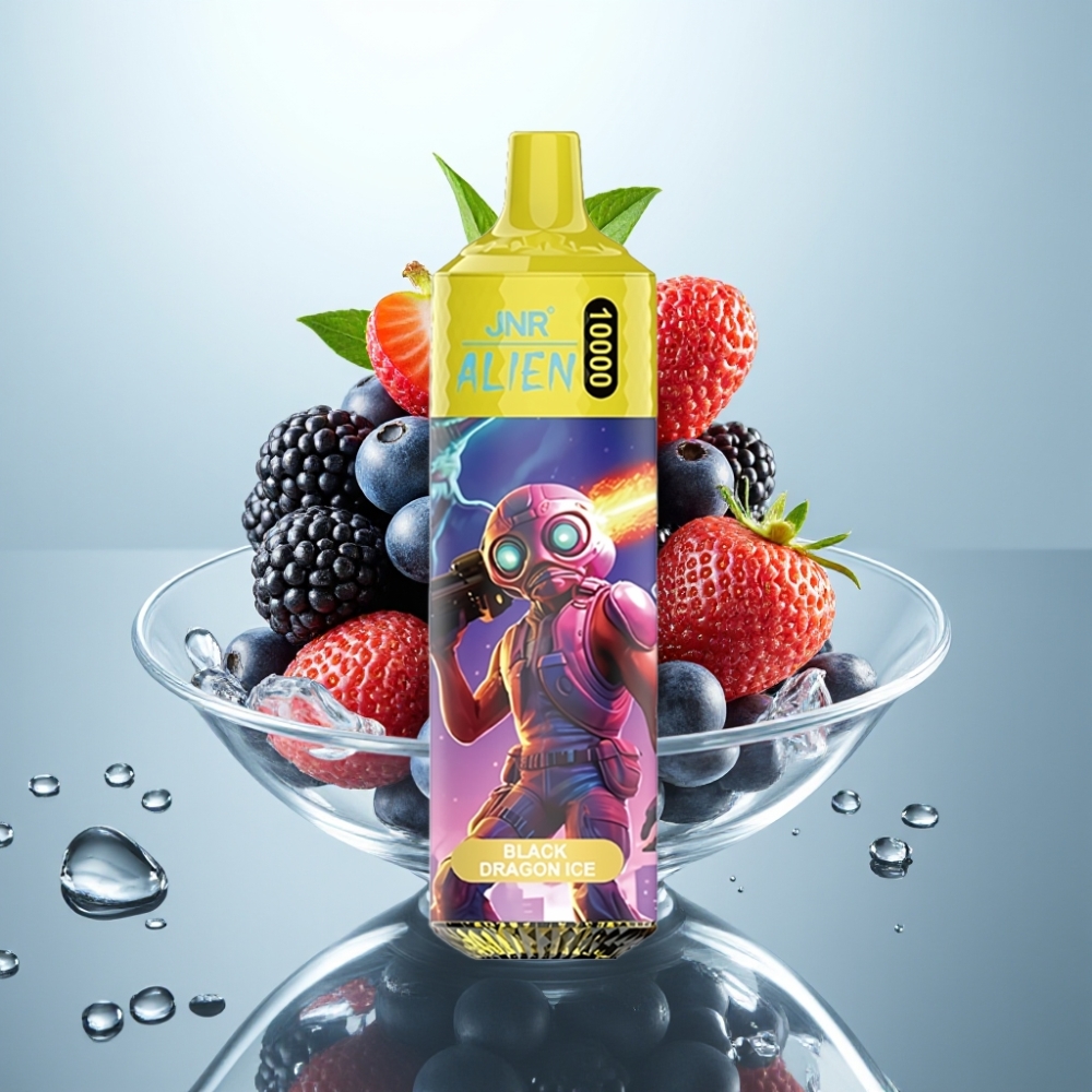 JNR Alien 10000 Puffs Disposable Vape Melnais Pūķa Ledus, 850mAh, 20ml, Type-C