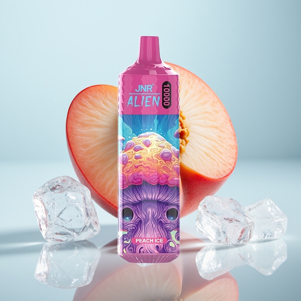 JNR Alien 10000 Puffs Disposable Vape Persiku ledus, 850mAh, Type-C, RGB
