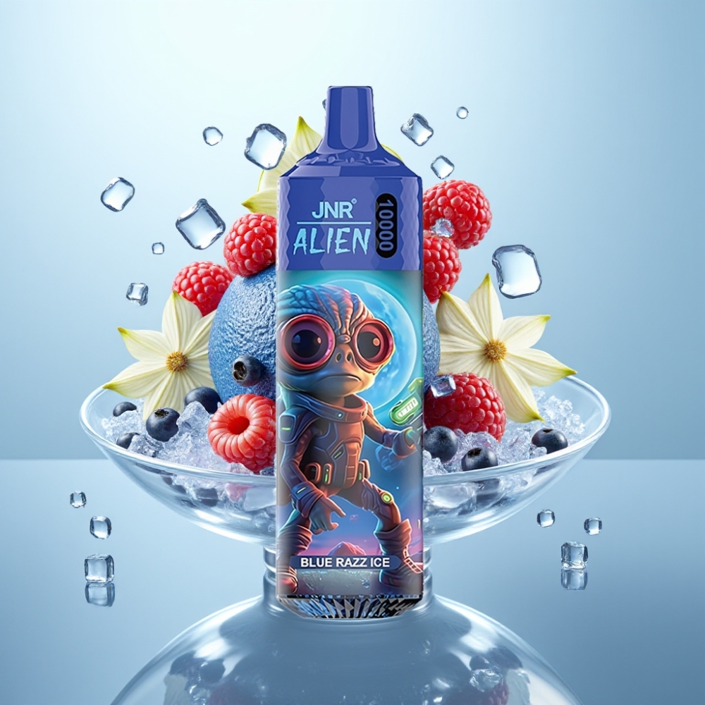 JNR Alien 10000 Puffs Disposable Vape Zilā aveņu ledus ar 850mAh, Type-C, RGB