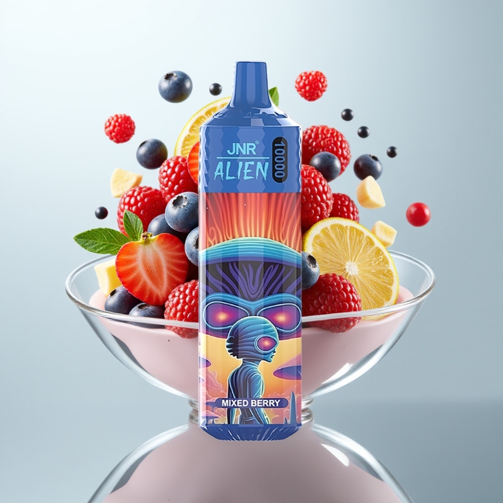 JNR Alien 10000 Puffs Dispozabls Veips ar Jauktām Ogām, 850mAh, Type-C, LED