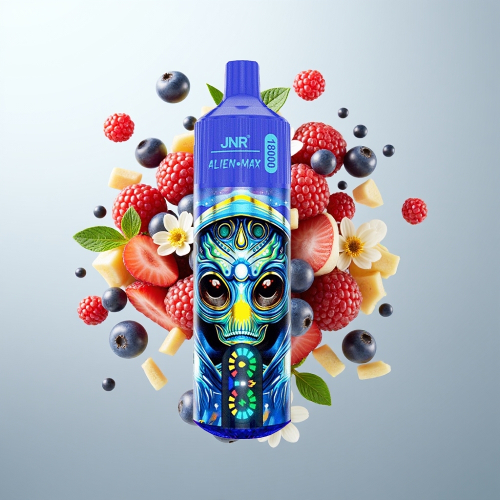JNR Alien Max 18000 Puffs Disposable Vape Jauktās Ogles, 28ml, 850mAh, Type-C, LED, Dual Mesh