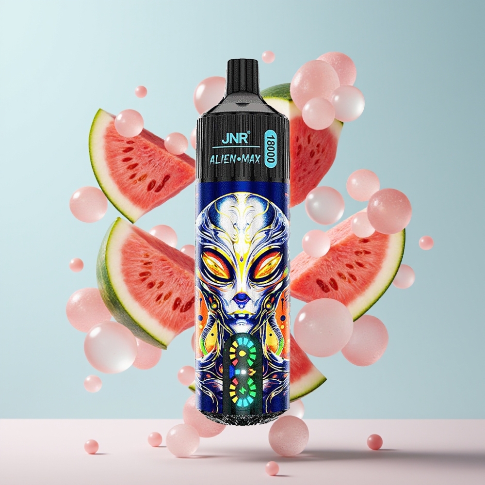 JNR Alien Max 18000 Puffs Disposable Vape Zemeņu Arbūze Bubļu Gumija, LED Displejs, 28ml, 850mAh