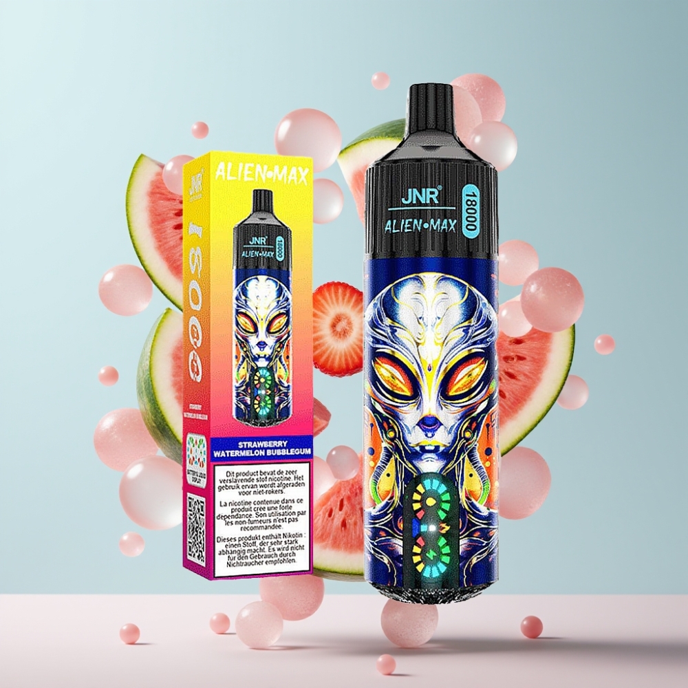 JNR Alien Max 18000 Puffs Disposable Vape Zemeņu Arbūze Bubļu Gumija, LED Displejs, 28ml, 850mAh