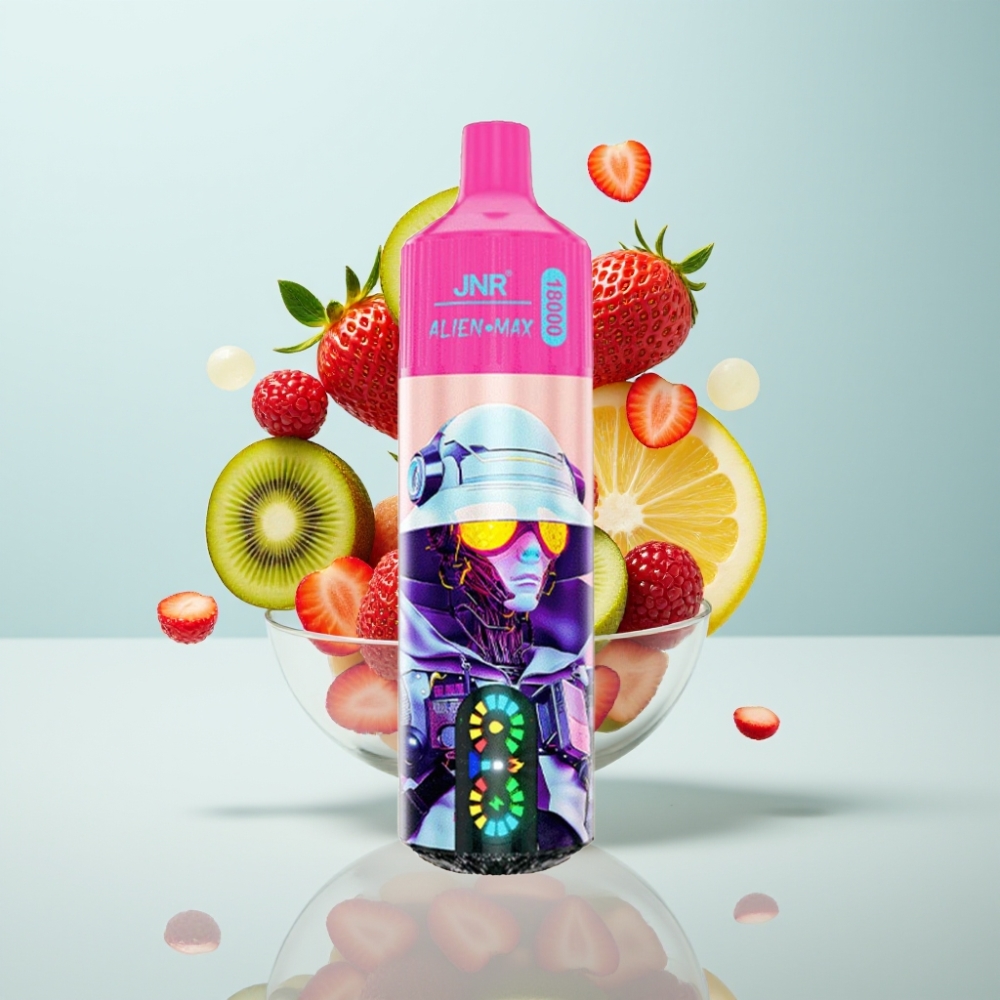 JNR Alien Max 18000 Puffs Disposable Vape Zemeņu Kivi, 28ml, Type-C, 850mAh, 0-5% Nikotīns