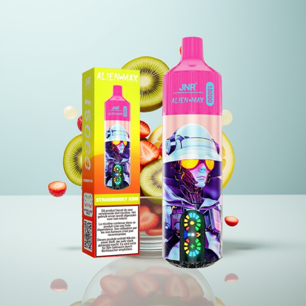 JNR Alien Max 18000 Puffs Disposable Vape Zemeņu Kivi, 28ml, Type-C, 850mAh, 0-5% Nikotīns