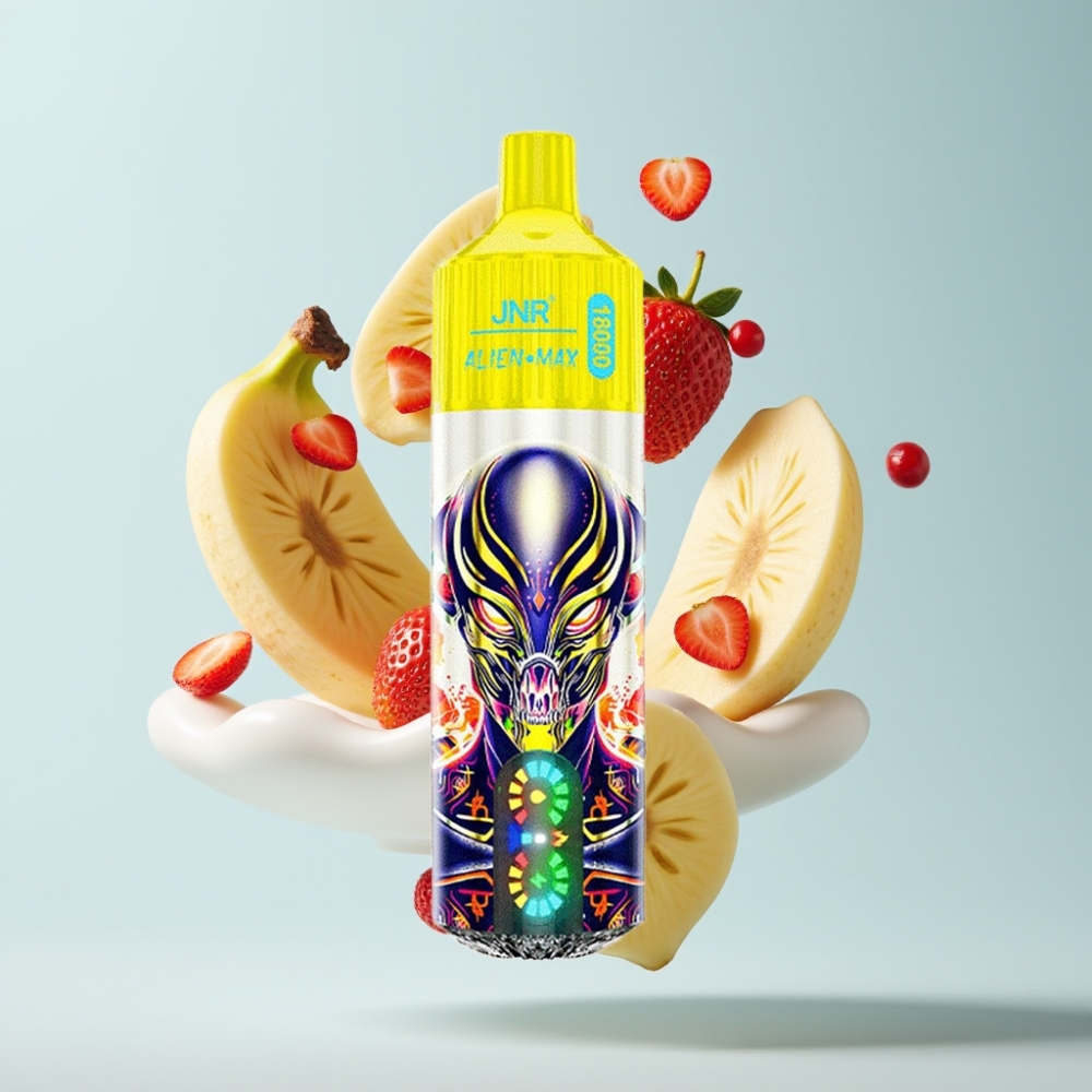 JNR Alien Max 18000 Puffs Disposable Vape Zemenes-Banānu, LED, 28ml, Type-C