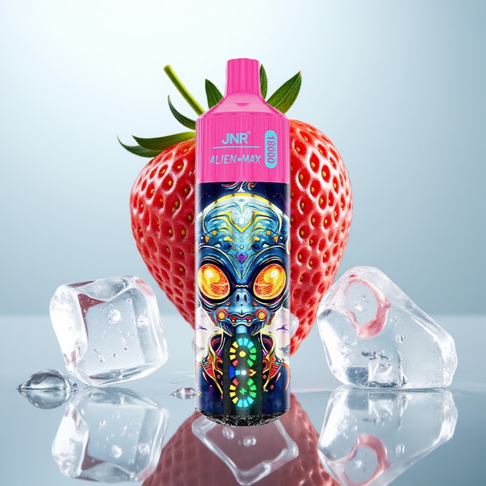 JNR Alien Max 18000 Puffs Disposable Vape Zemenes Ledus ar LED displeju, 28ml, 850mAh