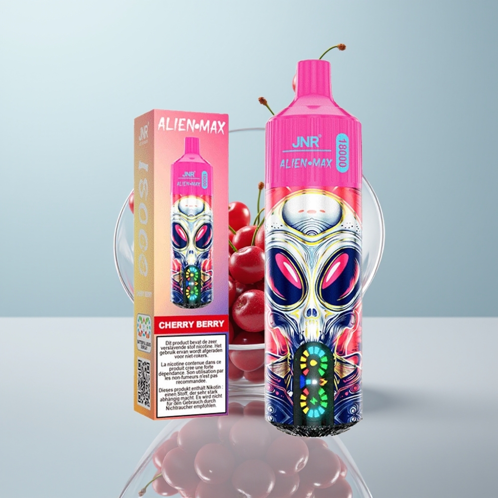 JNR Alien Max 18000 Puffs Disposable Vape Ķiršu Oga, LED, 28ml, Type-C