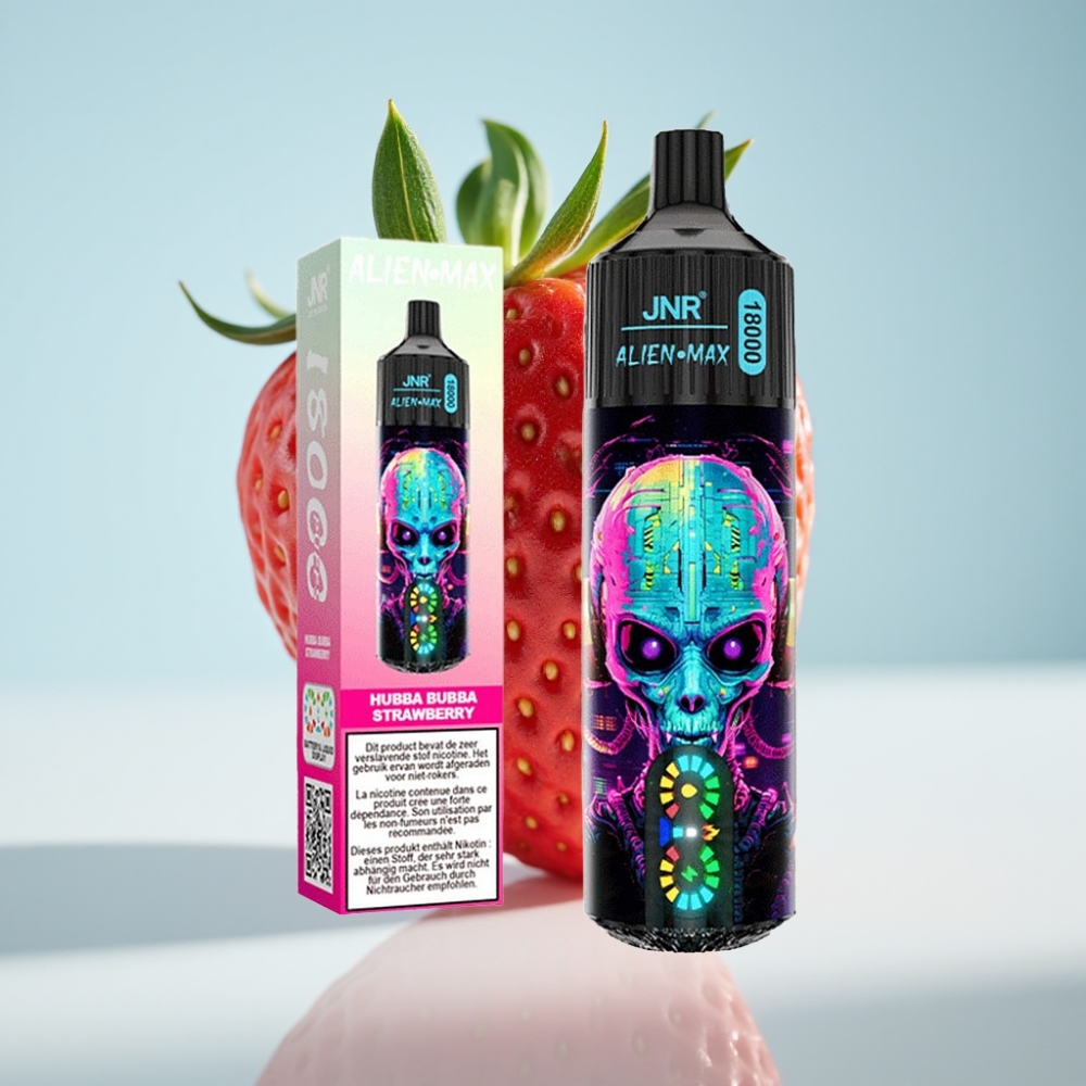 JNR Alien Max 18000 Puffs Izklaidējošais Veips Hubba Bubba Zemeņu 850mAh 28ml