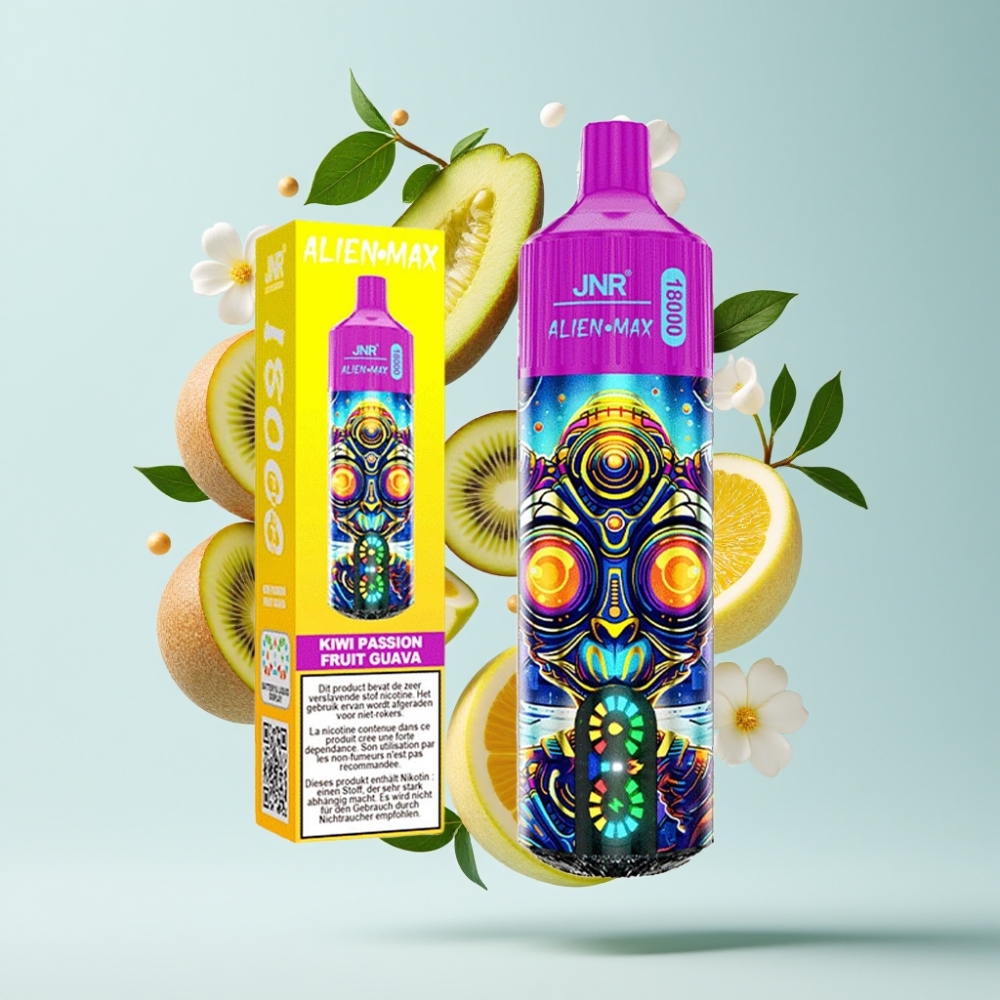 JNR Alien Max 18000 Puffu Disposable Vape (Ķīvi, Marakuja, Guava) – 28ml, Type-C, 850mAh