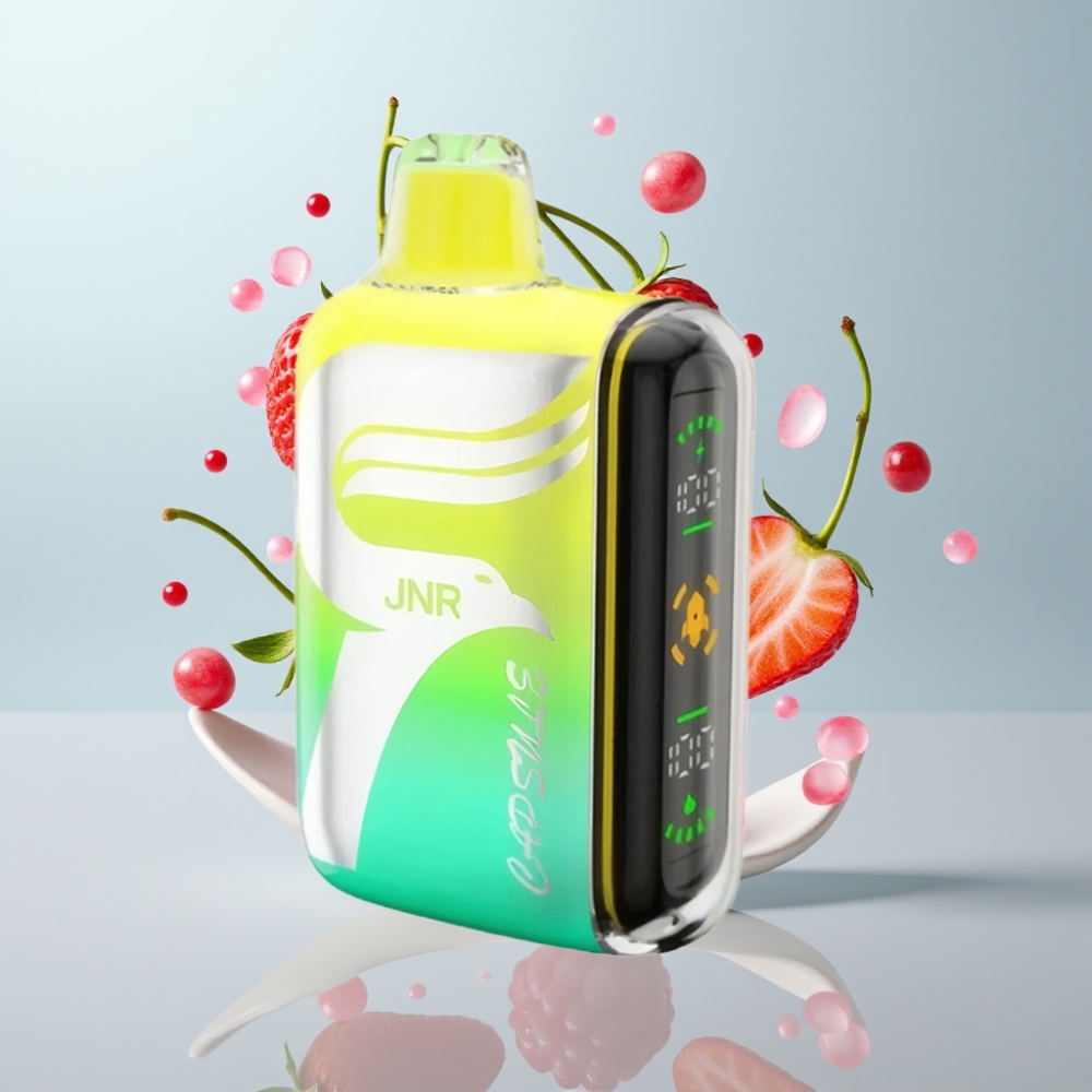 JNR Capsule 15000 Puffs Disposable Vape Zemeņu Aveņu ķiršu ar 20ml, 850mAh, 20W, Type-C