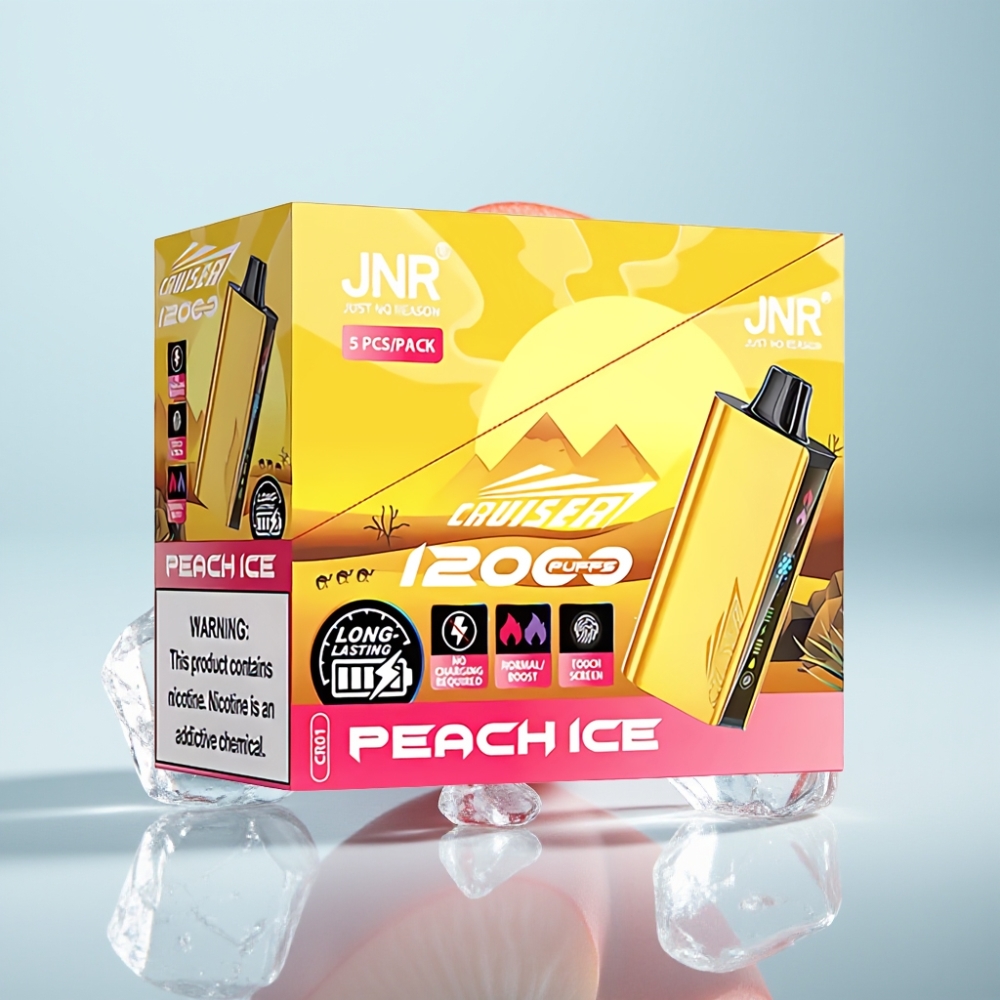 JNR Cruiser 12000 Puffu Bez Uzlādes Dispečera Vape Persiku Ledus, 3500 mAh, 25ml