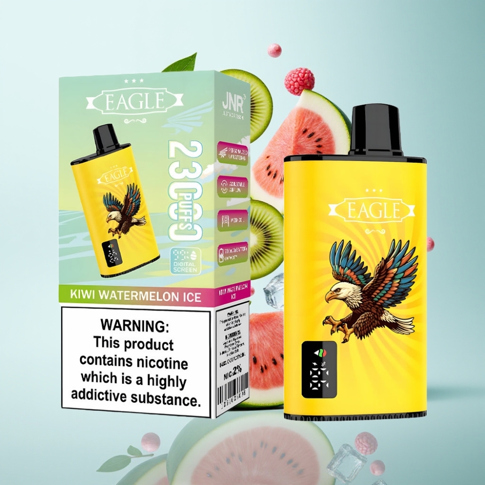 JNR EAGLE Smart 23000 Pūšu Disposable Vape ar Digitālo Displeju, 1.0ohm, Kiwi Watermelon Ice