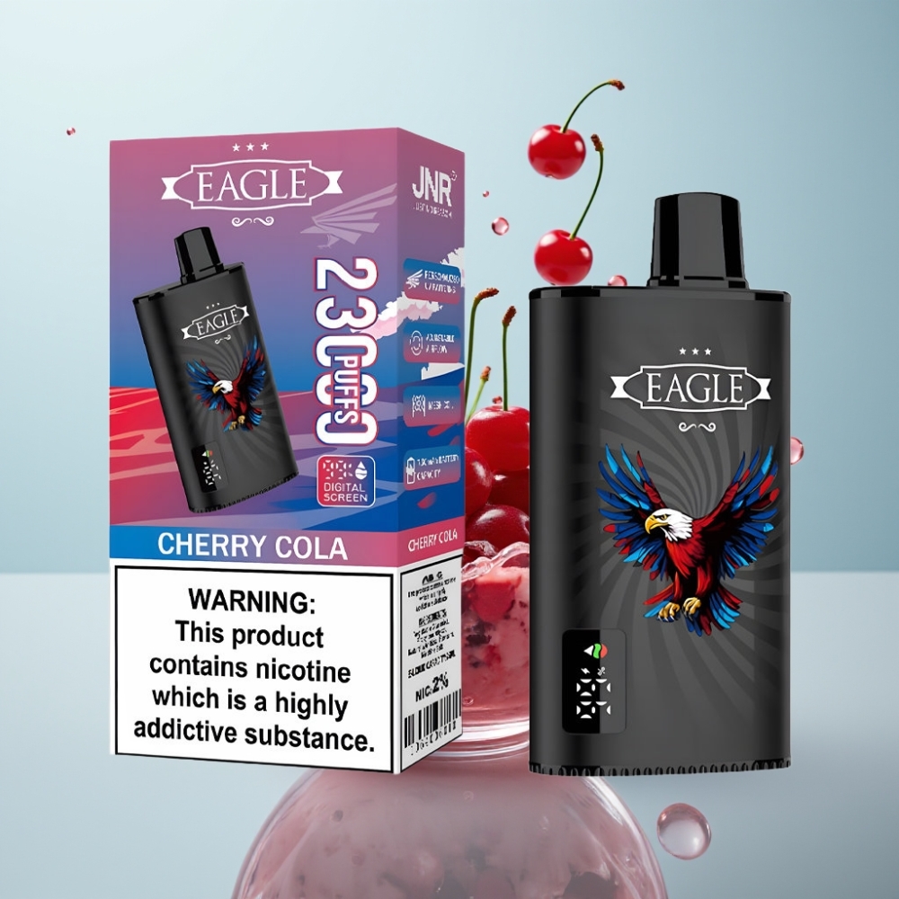 JNR EAGLE Smart 23000 Pūšu Disposable Vape Ķiršu Kola, Digitālais Displejs, 1.0ohm, 750mAh