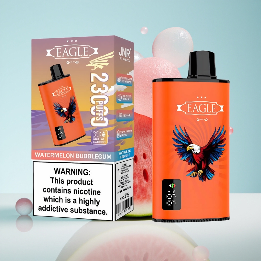 JNR EAGLE Smart 23000 Puffs Disposable Vape Arbūzu Bubblegum, Digitālais ekrāns, 1.0ohm, 25ml