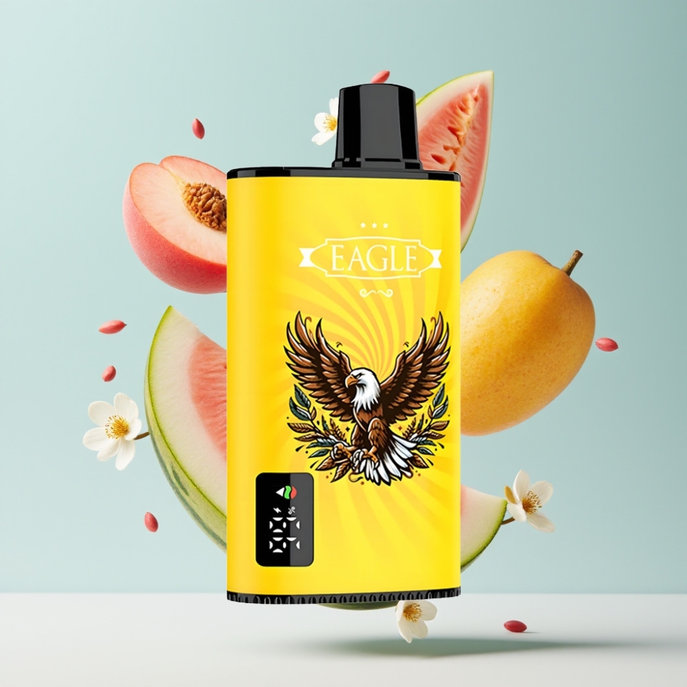 JNR EAGLE Smart 23000 Puffs Disposable Vape Persiku Mango Arbūzu, Digitāls Displejs, 750mAh, Type-C