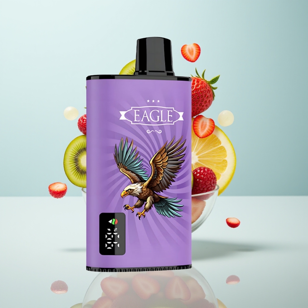 JNR EAGLE Smart 23000 Puffs Disposable Vape Zemeņu Kiwi, Digitālais Displejs, 1.0ohm, 750mAh