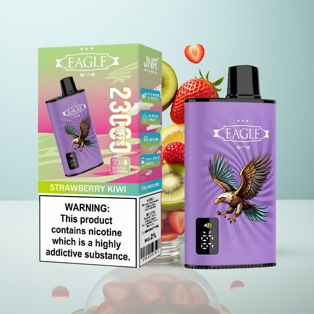 JNR EAGLE Smart 23000 Puffs Disposable Vape Zemeņu Kiwi, Digitālais Displejs, 1.0ohm, 750mAh