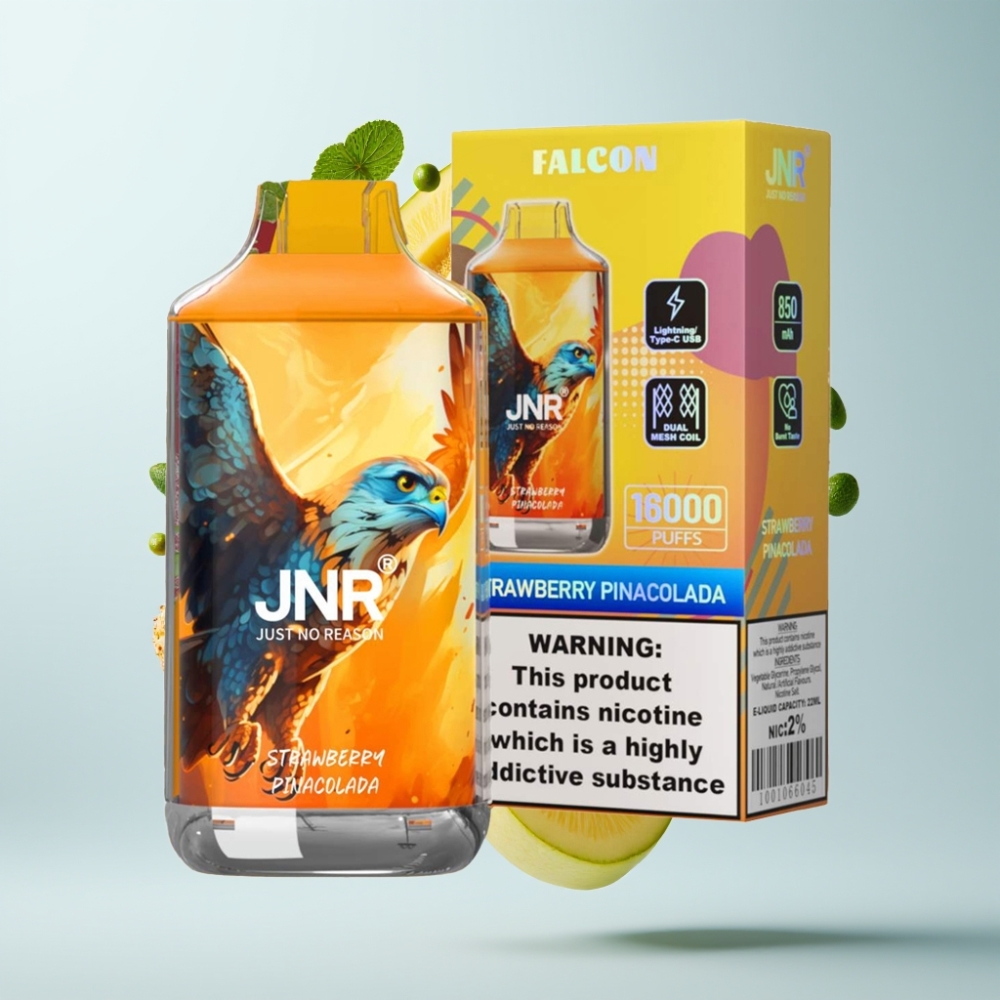 JNR Falcon 16000 Puffs Disposable Vape (22ml, 850mAh, Zemeņu Pina Kolāda)