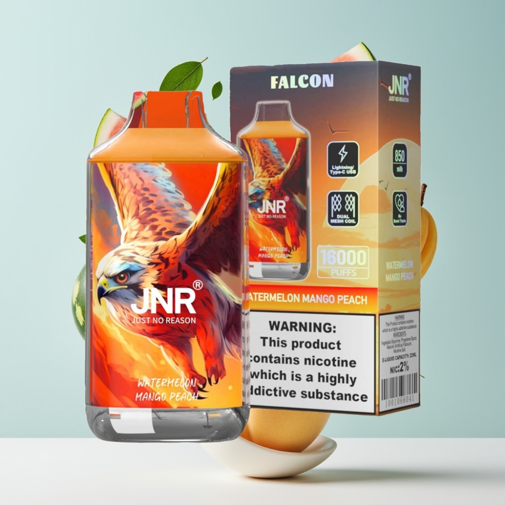 JNR Falcon 16000 Puffs Disposable Vape Arbūzs Mango Persiks, 22ml, 850mAh, Type C