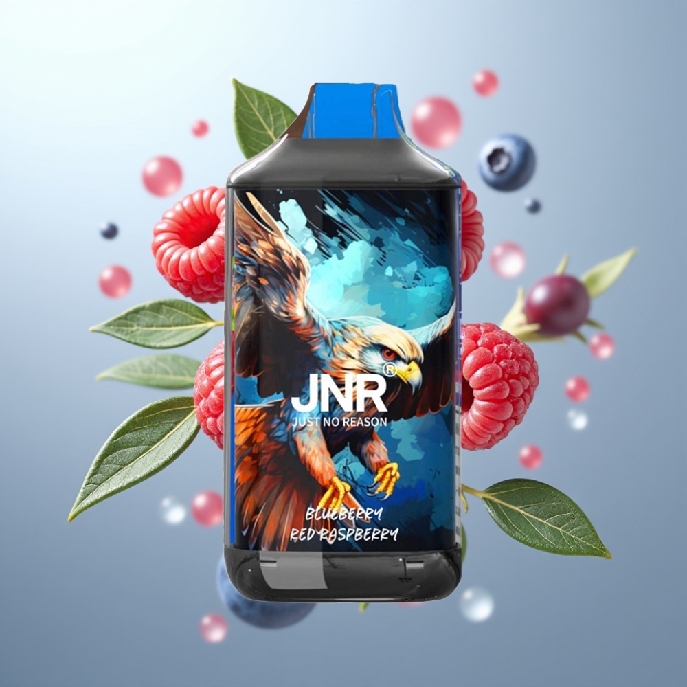 JNR Falcon 16000 Puffs Disposable Vape Zilā Aveņu & Sarkana Avenes, 22ml, 850mAh, Type-C