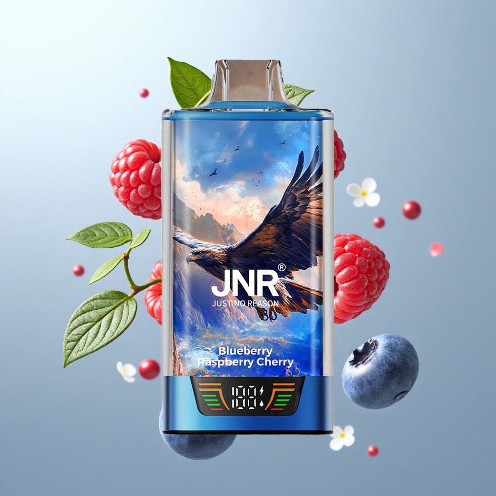 JNR Falcon Pro 28000 Disposable Vape 30ml 28000 Puffs 5% Nikotīns Zileņu Aveņu Ķiršu