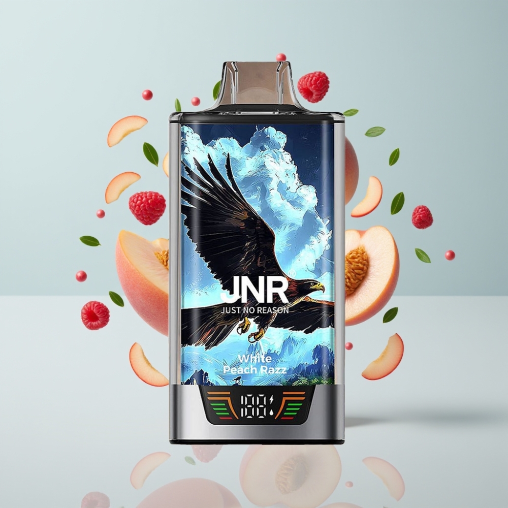 JNR Falcon Pro 28000 Disposable Vape Baltā Persiku Razz, 30ml, 28000 Puffs, 5% Nikotīns
